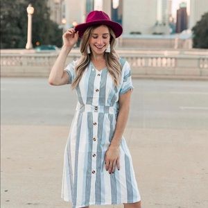 Blue and white stripped dress